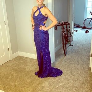 Cassandra Stone Blue Sequence Gown